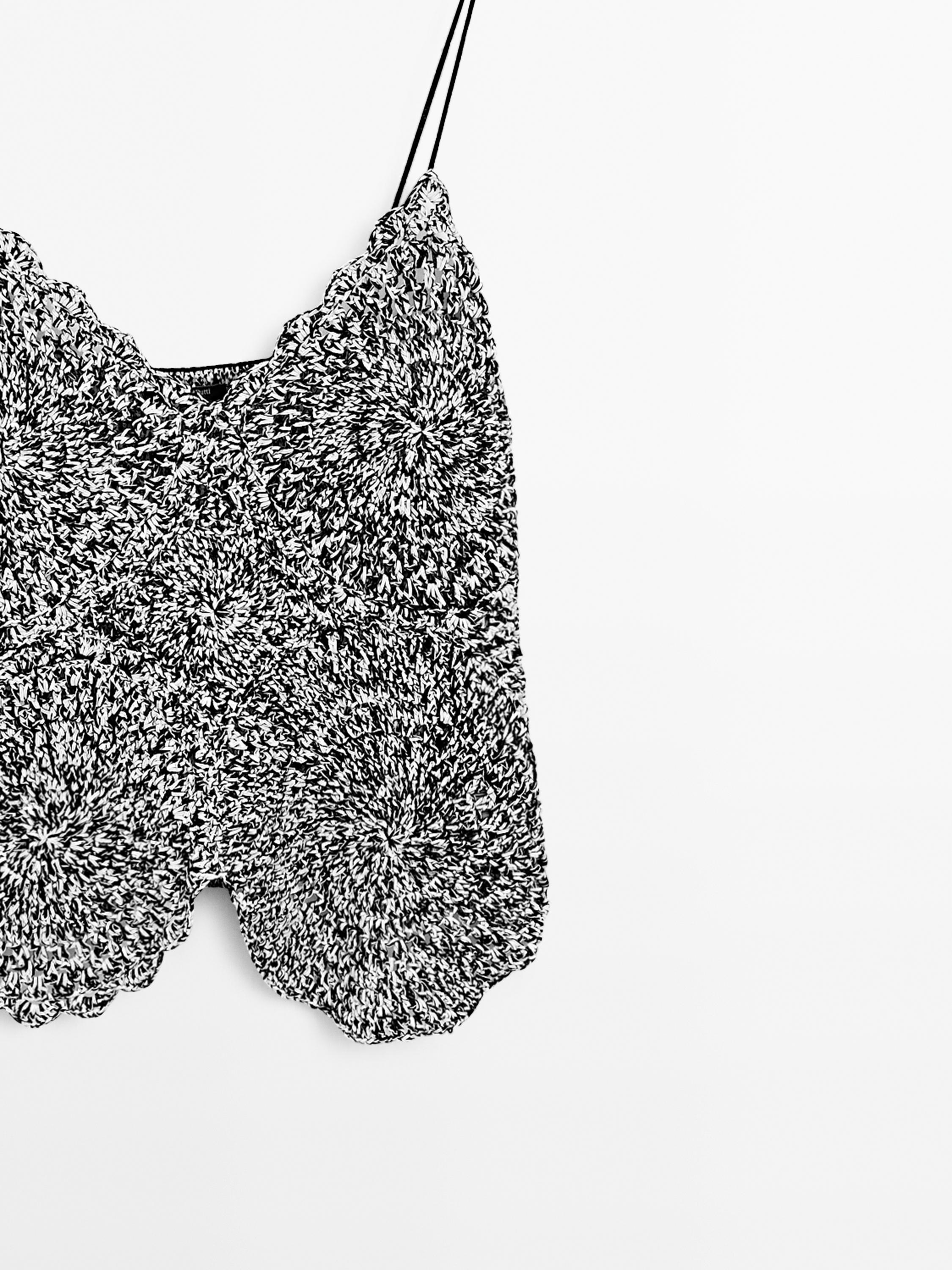 Mouliné crochet knit top